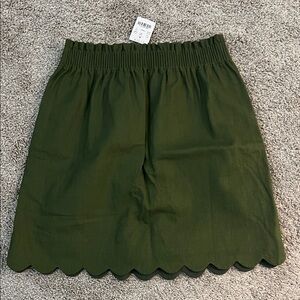 J. Crew Dark Green Scalloped Mini Skirt